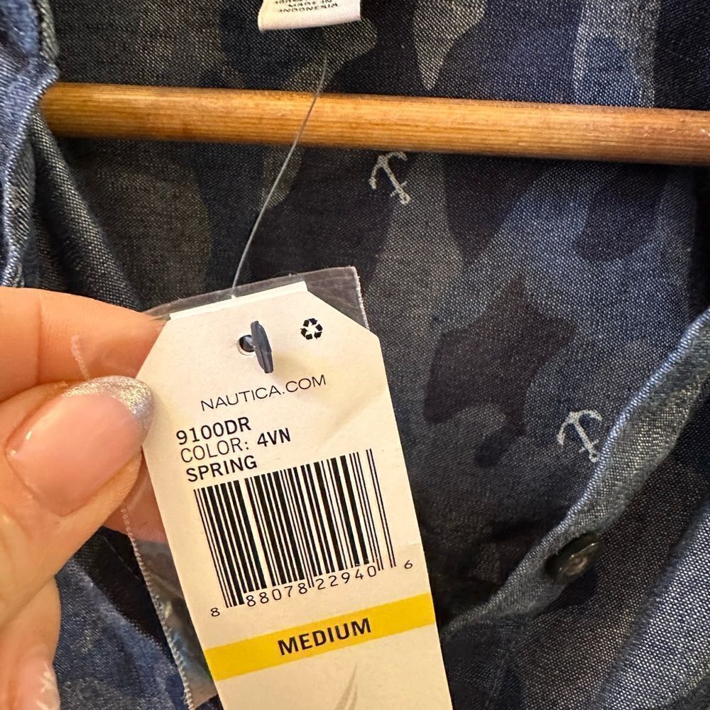 NWT Nautica Camo Anchor Shirt Dress - Picture 6 of 7